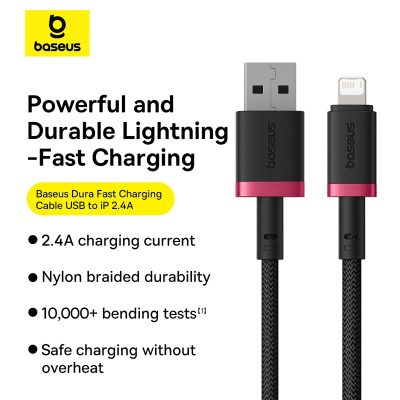 Cáp sạc nhanh hiệu Baseus Dura Series USB to iP 2.4A 1m - Bạn đã quá mệt mỏi với những sợi cáp sạc zin mỏng manh và dễ hỏng? Cáp sạc <strong>Baseus Dura Series USB to iP 2.4A</strong> chính là sự nâng cấp hoàn hảo, mang đến độ bền vượt trội và hiệu suất sạc đáng tin cậy. Với lớp vỏ bện dù nylon và khớp nối được gia cố đặc biệt, sản phẩm chống gãy gập và chống rối hiệu quả. Hỗ trợ dòng sạc nhanh ổn định 2.4A, sợi cáp đảm bảo nạp năng lượng hiệu quả cho iPhone, iPad của bạn từ các nguồn sạc USB-A thông thường. Với chiều dài 1m lý tưởng, <strong>Baseus Dura Series USB to iP 2.4A</strong> là sự lựa chọn thông minh và bền bỉ cho mọi người dùng Apple.