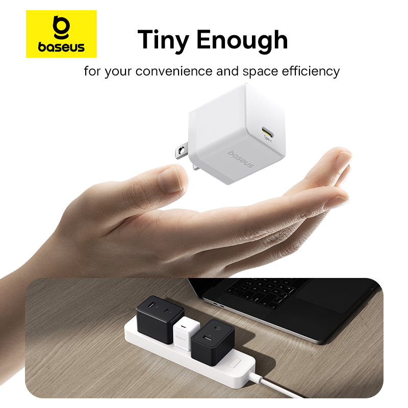 Bộ sạc hiệu Baseus Palm 1C 20W US - Kèm cáp USB-C to USB-C 1m - Trải nghiệm sức mạnh sạc nhanh trong một thiết kế nhỏ gọn đến kinh ngạc với bộ sạc <strong>Baseus Palm 1C 20W US</strong>. Với kích thước chỉ nằm gọn trong lòng bàn tay, củ sạc này cung cấp công suất 20W mạnh mẽ, giúp sạc đầy 60% pin cho các dòng điện thoại Android cao cấp chỉ trong 30 phút. Đặc biệt, bộ sản phẩm là một giải pháp toàn diện khi đi kèm sẵn cáp sạc USB-C to USB-C dài 1m chất lượng cao từ Baseus, giúp bạn tiết kiệm chi phí và luôn sẵn sàng nạp năng lượng. An toàn, tiện lợi và hiệu quả, <strong>Baseus Palm 1C 20W US</strong> là lựa chọn hoàn hảo cho người dùng Samsung, Google Pixel, iPad và các thiết bị Type-C khác.