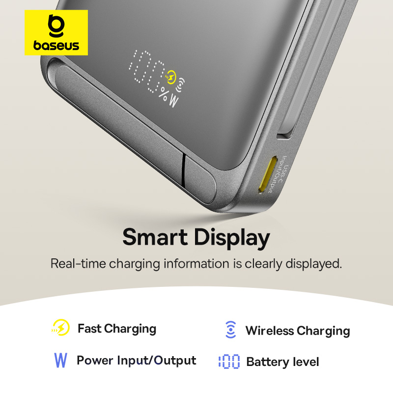 Sạc dự phòng hiệu Baseus Nomos Qi2 3-in-1 Magnetic 10000mAh 45W - Đón đầu tương lai của sạc di động với <strong>Baseus Nomos Qi2 3-in-1 Magnetic 10000mAh 45W</strong>. Đây là giải pháp năng lượng tối thượng, kết hợp sạc không dây từ tính chuẩn Qi2 15W hiệu suất cao và sạc có dây Power Delivery 45W mạnh mẽ, đủ sức sạc nhanh cho cả MacBook. Thiết kế "3 trong 1" thông minh biến nó thành một viên pin di động, một chân đế sạc để bàn thanh lịch và một trạm sạc có dây đa năng. Với dung lượng 10000mAh, màn hình kỹ thuật số và thiết kế cao cấp, <strong>Baseus Nomos Qi2 3-in-1 Magnetic 10000mAh 45W</strong> là người bạn đồng hành hoàn hảo cho người dùng công nghệ đòi hỏi cao nhất về hiệu năng và sự tiện lợi.