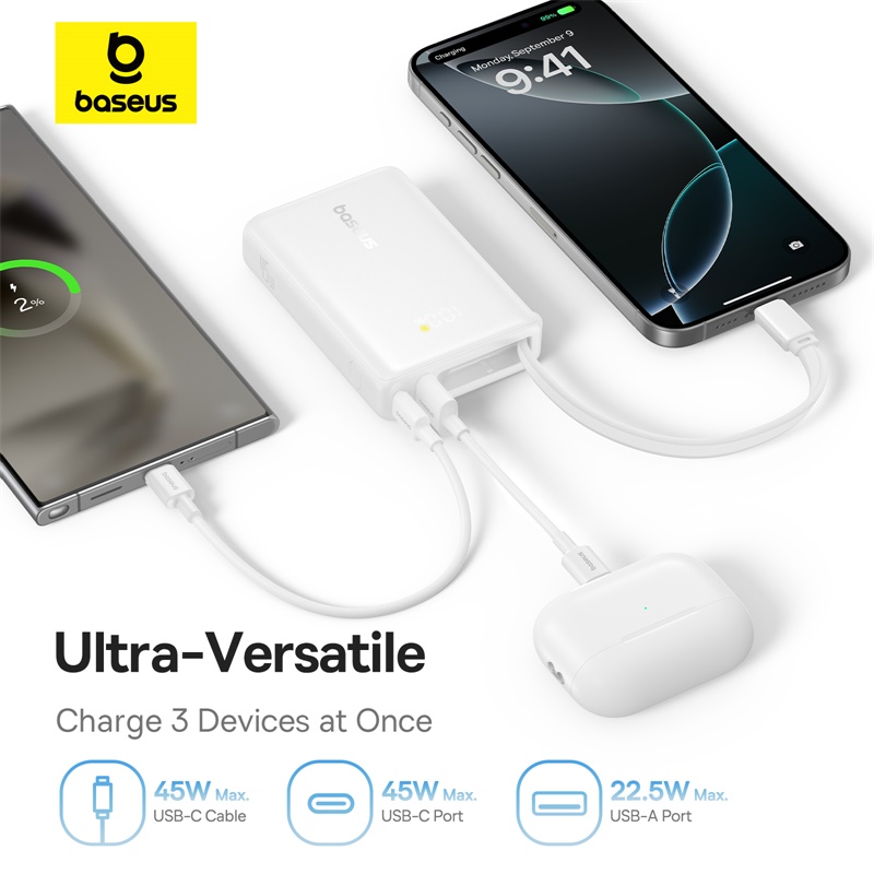 Sạc dự phòng hiệu Baseus PicoGo Digital Display with Built-in USB-C Cable 10000mAh 45W - Khám phá sức mạnh đáng kinh ngạc trong một thân hình siêu nhỏ gọn với <strong>Baseus PicoGo Digital Display</strong>. Đây là cuộc cách mạng trong thế giới sạc dự phòng, mang đến công suất 45W mạnh mẽ, đủ sức sạc nhanh cho cả laptop như MacBook Air, tablet và điện thoại. Với dung lượng 10000mAh và sợi cáp USB-C tích hợp sẵn, bạn sẽ không bao giờ phải lo lắng về việc quên cáp hay hết pin. Màn hình LED kỹ thuật số hiển thị chính xác % pin còn lại, giúp bạn luôn chủ động. Siêu di động, mạnh mẽ và tiện lợi, <strong>Baseus PicoGo Digital Display</strong> là nguồn năng lượng lý tưởng cho người dùng công nghệ năng động, yêu thích sự tối giản.
