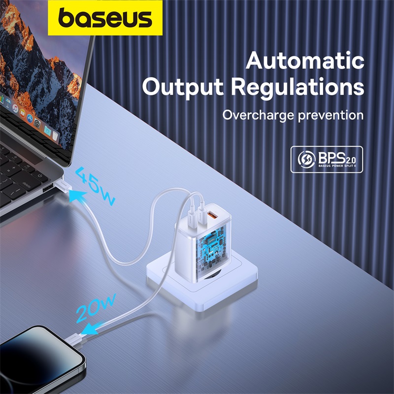Sạc nhanh hiệu Baseus Cube Pro 2C+U 65W EU - Giải phóng sức mạnh sạc tối thượng với củ sạc <strong>Baseus Cube Pro 2C+U 65W EU</strong>. Được trang bị công nghệ GaN tiên tiến, sản phẩm mang lại công suất 65W mạnh mẽ trong một thân hình siêu nhỏ gọn, có khả năng sạc nhanh cho cả laptop (MacBook, Dell, HP) và 2 thiết bị khác cùng lúc. Với 2 cổng USB-C và 1 cổng USB-A, đây là giải pháp "tất cả trong một" thay thế toàn bộ những củ sạc cồng kềnh khác của bạn. Công nghệ phân phối dòng điện thông minh BPS II và các tính năng bảo vệ toàn diện đảm bảo sạc nhanh, an toàn và hiệu quả. Hãy đơn giản hóa cuộc sống của bạn với <strong>Baseus Cube Pro 2C+U 65W EU</strong>.