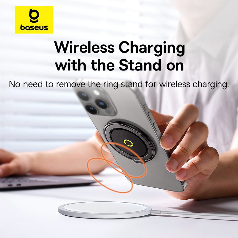 Giá đỡ điện thoại hiệu Baseus MagPro Series II Magnetic Ring - Dành riêng cho hệ sinh thái MagSafe của iPhone (12 trở lên), <strong>Baseus MagPro Series II Magnetic Ring</strong> định nghĩa lại sự tiện lợi. Với lực hút từ tính cực mạnh, bạn có thể dễ dàng gắn giá đỡ vào điện thoại mà không cần keo dán, và tháo ra bất cứ lúc nào để sạc không dây. Thiết kế siêu mỏng từ hợp kim cao cấp, sản phẩm vừa là vòng nhẫn cầm tay chắc chắn, vừa là chân đế rảnh tay xoay 360° linh hoạt. Trục xoay thế hệ thứ hai bền bỉ hơn, mang lại trải nghiệm mượt mà và đẳng cấp. Hãy giải phóng chiếc iPhone của bạn khỏi những phụ kiện dán cố định và tận hưởng sự tự do tối đa với <strong>Baseus MagPro Series II Magnetic Ring</strong>.