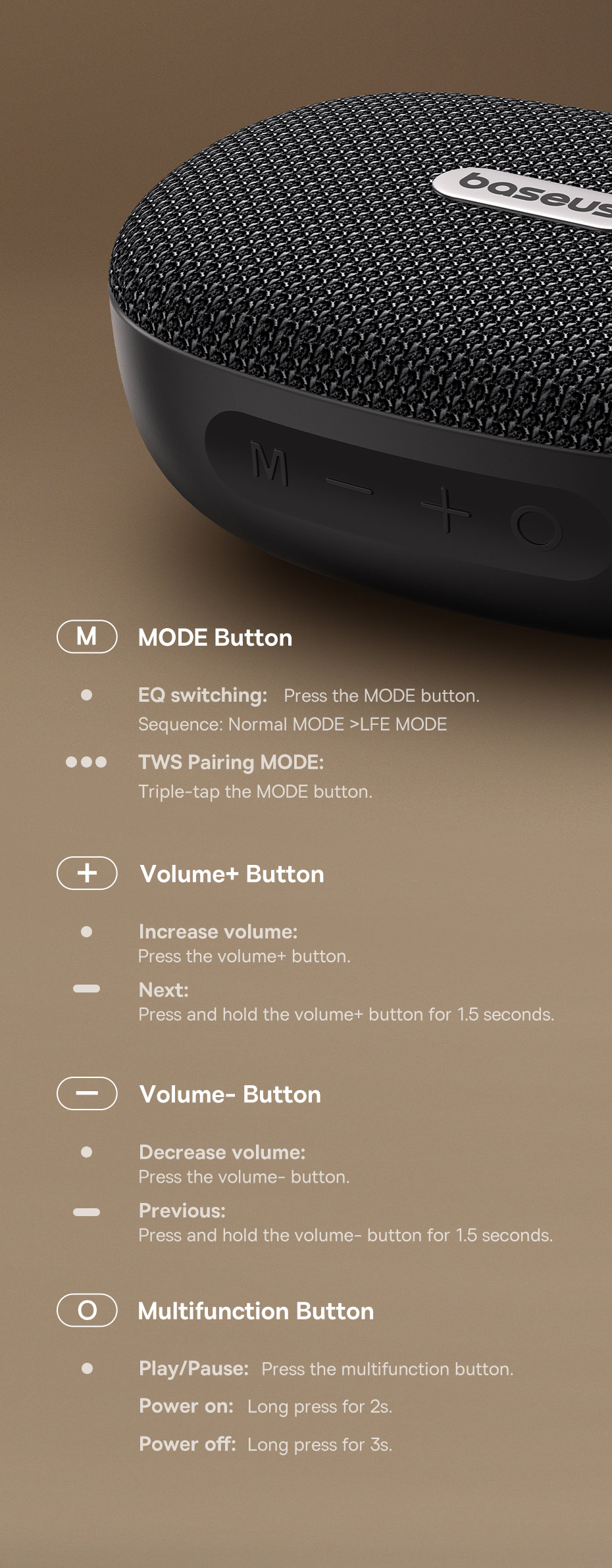 Loa bluetooth hiệu Baseus AeQur 35 Pro Air Portable - Mang âm nhạc đỉnh cao đến mọi nơi với loa Bluetooth di động <strong>Baseus AeQur 35 Pro</strong>. Với thiết kế "Air Portable" siêu nhỏ gọn và dây đeo tiện lợi, đây là người bạn đồng hành lý tưởng cho mọi chuyến đi. Đừng để kích thước đánh lừa bạn, loa mang đến chất âm 360° mạnh mẽ, sống động với dải bass uy lực nhờ công nghệ âm thanh tiên tiến. Chuẩn chống nước IPX5 giúp bạn tự tin sử dụng ngoài trời mà không lo mưa hay tia nước bắn. Kết nối hai loa với chế độ TWS để nhân đôi sức mạnh, tạo nên một sân khấu âm thanh thực thụ. Với thời lượng pin dài, <strong>Baseus AeQur 35 Pro</strong> sẵn sàng cho mọi cuộc vui, mọi hành trình của bạn.
