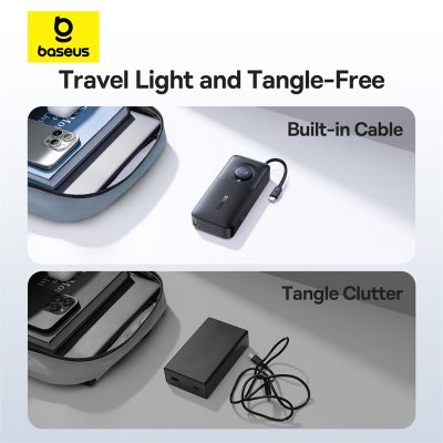 Sạc dự phòng hiệu Baseus Free2Pull with Retractable Cable 10000mAh 30W - Mệt mỏi với mớ dây cáp sạc lộn xộn? Pin sạc dự phòng <strong>Baseus Free2Pull</strong> là cuộc cách mạng về sự tiện lợi mà bạn hằng mong đợi! Thiết kế độc đáo với cáp rút gọn 2 trong 1 (Type-C & Lightning) được tích hợp sẵn, giúp bạn sạc mọi thiết bị mà không cần mang theo dây riêng. Công suất sạc nhanh Power Delivery 30W mạnh mẽ, đủ sức sạc nhanh cho cả iPhone, Android và thậm chí là MacBook Air. Dung lượng 10000mAh nhỏ gọn, lý tưởng cho nhu cầu hàng ngày, cùng màn hình LED kỹ thuật số hiển thị phần trăm pin trực quan. Sở hữu ngay <strong>Baseus Free2Pull</strong> để trải nghiệm sự tự do và gọn gàng tối thượng trong lòng bàn tay.