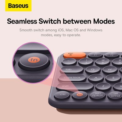 Bàn phím không dây hiệu Baseus K01A Tri-Mode - Giải phóng không gian làm việc của bạn với bàn phím không dây <strong>Baseus K01A Tri-Mode</strong>. Với layout Tenkeyless (TKL) 84 phím nhỏ gọn, bàn phím giúp tối ưu diện tích bàn làm việc và tăng tính di động. Tính năng Tri-Mode (Bluetooth 5.0, Bluetooth 3.0 & 2.4GHz) cho phép bạn kết nối và chuyển đổi mượt mà giữa 3 thiết bị khác nhau chỉ bằng một nút nhấn. Cấu trúc phím cắt kéo (scissor-switch) mang lại trải nghiệm gõ siêu êm, yên tĩnh và chính xác. Thiết kế siêu mỏng cùng góc nghiêng 6.4 độ công thái học đảm bảo sự thoải mái khi sử dụng trong thời gian dài. Tương thích hoàn hảo với mọi hệ điều hành, <strong>Baseus K01A Tri-Mode</strong> là sự lựa chọn lý tưởng cho người yêu thích sự tối giản và hiệu quả.