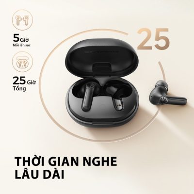 Tai nghe Bluetooth SoundPEATS Life Lite, In-ear, Driver 10mm, Pin 23H, IPX4, Bluetooth 5.3, Game Mode 50ms, ENC Mic - Tai nghe <strong>SoundPEATS Life</strong> thiết kế in-ear, driver 10mm, âm thanh sống động với codec AAC/SBC. Pin 6.5H (tai nghe), 23H (hộp sạc), sạc USB-C. IPX4 chống nước, micro ENC kép, Bluetooth 5.3, độ trễ 50ms (Game Mode). Điều khiển cảm ứng. Bảo hành 12 tháng, lý tưởng cho nghe nhạc, chơi game, đàm thoại.