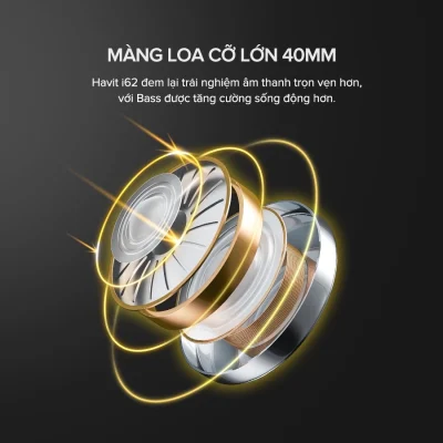 Tai Nghe Headphone HAVIT i62, Driver 40mm, Bluetooth 5.0, Gập Gọn 90, Nghe Đến 20H - Hàng Chính Hãng - Hòa mình vào thế giới âm nhạc sống động và tận hưởng sự thoải mái suốt cả ngày dài với tai nghe headphone <strong>HAVIT i62</strong>. Được trang bị màng loa lớn 40mm, sản phẩm mang đến chất âm bùng nổ với dải bass sâu lắng, mạnh mẽ. Thiết kế công thái học với đệm tai siêu mềm mại đảm bảo cảm giác đeo dễ chịu, không gây đau mỏi. Tận hưởng đến 20 giờ nghe nhạc không gián đoạn nhờ kết nối Bluetooth 5.0 ổn định và tiết kiệm năng lượng. Đặc biệt, thiết kế gập gọn 90° độc đáo giúp bạn dễ dàng cất giữ và mang theo mọi lúc mọi nơi. <strong>HAVIT i62</strong> là người bạn đồng hành lý tưởng cho công việc, học tập và mọi hành trình.