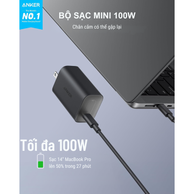 Bộ Sạc Nhanh Anker B2679 100W Kèm Cáp USB-C, Công Nghệ GaNPrime - Sạc Tối Ưu Cho MacBook, Laptop, Điện Thoại | Chính Hãng - Tạm biệt mớ củ sạc lộn xộn và tốc độ sạc chậm chạp với bộ sạc nhanh <strong>Anker B2679</strong> - giải pháp năng lượng toàn diện cho mọi thiết bị của bạn. Với công suất đầu ra lên đến 100W mạnh mẽ, sản phẩm dễ dàng sạc đầy năng lượng cho cả MacBook Pro, laptop Windows, máy tính bảng và điện thoại chỉ trong thời gian ngắn nhất. Được trang bị công nghệ GaNPrime tiên tiến, bộ sạc <strong>Anker B2679</strong> không chỉ siêu nhỏ gọn mà còn hoạt động mát mẻ, hiệu quả và cực kỳ an toàn nhờ hệ thống ActiveShield™ 2.0. Đi kèm cáp sạc 100W chất lượng cao, đây là combo hoàn hảo để bạn tối giản không gian làm việc và luôn sẵn sàng cho mọi tác vụ. Nâng cấp trải nghiệm sạc của bạn ngay hôm nay!