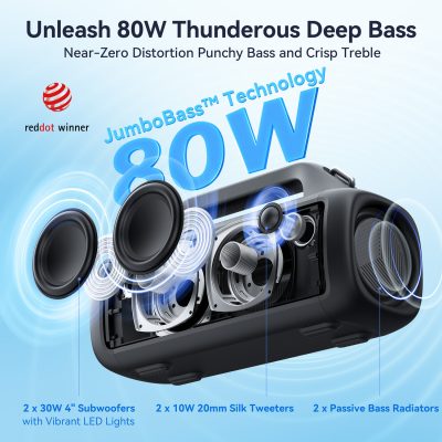 Loa Bluetooth Earfun Uboom X - Trải nghiệm sức mạnh âm thanh toàn diện với loa Bluetooth <strong>Earfun Uboom X</strong>. Được thiết kế để trở thành chiếc loa tất cả trong một, sản phẩm mang đến âm thanh 360° sống động với công suất 80W bùng nổ và công nghệ XBass độc quyền cho âm trầm sâu lắng. Thắp sáng mọi không gian với hệ thống đèn LED RGB tùy chỉnh, đồng bộ theo điệu nhạc. Với thiết kế siêu bền, chuẩn chống nước IP67, thời lượng pin 30 giờ cùng chức năng sạc dự phòng, <strong>Earfun Uboom X</strong> là người bạn đồng hành lý tưởng cho mọi bữa tiệc, mọi chuyến phiêu lưu, từ trong nhà ra đến ngoài trời.