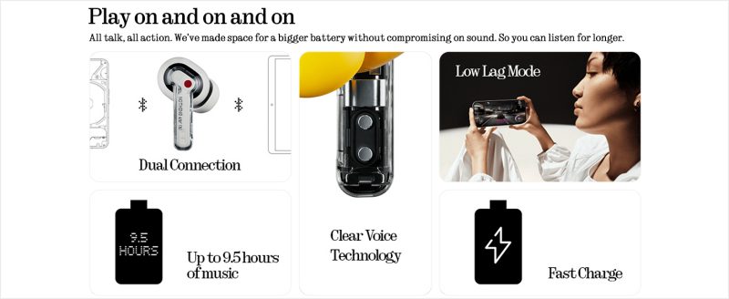 Tai nghe Bluetooth Nothing Ear (a) B162, ANC 45dB, Driver 11mm, Hi-Res Audio, Pin 42.5H, ChatGPT - Tai nghe<strong> Nothing Ear (a) B162</strong> với công nghệ <strong>B162</strong>, driver 11mm, âm thanh Hi-Res (LDAC), ANC 45dB, pin 9.5H (tai nghe) và 42.5H (với hộp sạc). Thiết kế trong suốt, 3 mic mỗi tai, giảm nhiễu 60%, IP54 chống nước. Tích hợp ChatGPT khi dùng với điện thoại Nothing, tùy chỉnh qua app Nothing X. Bảo hành 12 tháng, lý tưởng cho nghe nhạc, gọi điện.
