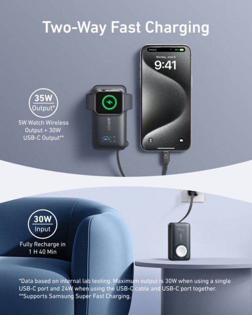 Pin Sạc Dự Phòng Anker MagGo 10.000mAh 35W A1657 Hỗ Trợ Sạc Apple Watch - A1657 - Hình ảnh 4