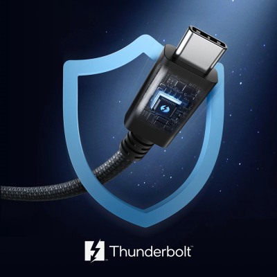 Cáp Thunderbolt 5 Anker Prime A84N1 (1m) - Mở Khóa Tốc Độ 80Gbps, Sạc Nhanh 240W - Chào mừng đến với tương lai của kết nối với cáp Thunderbolt 5 Anker Prime <strong>A84N1</strong>. Đây không chỉ là một sợi cáp, mà là chìa khóa mở ra tiềm năng tối đa cho các thiết bị chuyên nghiệp của bạn. Trải nghiệm tốc độ truyền dữ liệu chưa từng có lên đến 80Gbps, truyền tải những file dung lượng khổng lồ trong chớp mắt. Hỗ trợ công suất sạc đột phá 240W EPR, cấp nguồn cho cả những chiếc laptop gaming và máy trạm mạnh mẽ nhất. Xuất hình ảnh siêu nét ra nhiều màn hình 8K một cách mượt mà. Được chế tạo theo tiêu chuẩn "Prime" cao cấp nhất của Anker, cáp <strong>A84N1</strong> là sự đầu tư xứng đáng để nâng cấp hiệu suất làm việc và giải trí của bạn.