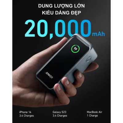 Pin Sạc Dự Phòng Anker A1336 - Pin Sạc Dự Phòng Anker Prime 735 PowerCore 20.000mAh 200W A1336 Màn Hình LED - Pin Sạc Dự Phòng Anker Prime 735 PowerCore A1336 dung lượng 20.000mAh, công suất 200W, tích hợp 2 cổng USB-C và 1 cổng USB-A, sạc nhanh cho MacBook, iPhone, Samsung. Công nghệ Power Delivery 3.1 và màn hình LED thông minh hiển thị thông tin sạc. A1336 nhỏ gọn, lý tưởng cho du lịch và công việc.
