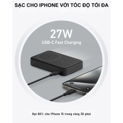 Pin Sạc Dự Phòng Anker A1654 - MagGo 10.000mAh 27W A1654 Qi2 15W Có Chân Đế - <strong>Pin Sạc Dự Phòng Anker MagGo A1654</strong> dung lượng 10.000mAh, sạc nhanh 27W qua USB-C, sạc không dây Qi2 15W cho iPhone 12/13/14/15/16. Tích hợp chân đế gập và màn hình thông minh hiển thị trạng thái sạc. <strong>A1654</strong> nhỏ gọn, MagSafe tương thích, lý tưởng cho du lịch và công việc.