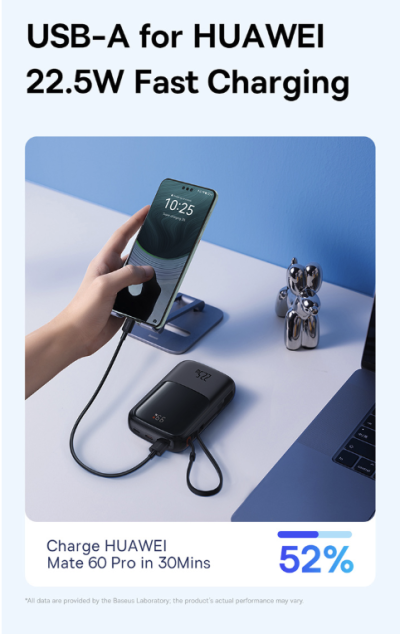 Sạc dự phòng hiệu Baseus Qpow Pro+ Digital Display Fast Charge 10000mAh 22.5W Type-C Edition - Hãy quên đi mớ dây cáp rối rắm! Sạc dự phòng <strong>Baseus Qpow Pro</strong>+ chính là giải pháp năng lượng "tất cả trong một" mà bạn cần. Với sợi cáp Type-C được tích hợp sẵn một cách thông minh, bạn sẽ không bao giờ phải lo lắng về việc quên mang theo cáp sạc. Dung lượng 10000mAh nhỏ gọn cùng công suất sạc nhanh 22.5W mạnh mẽ giúp nạp đầy năng lượng cho các thiết bị của bạn trong chớp mắt. Màn hình LED kỹ thuật số hiển thị chính xác dung lượng pin còn lại, giúp bạn luôn chủ động trong mọi tình huống. Nhỏ gọn, mạnh mẽ và siêu tiện lợi, <strong>Baseus Qpow Pro</strong>+ là người bạn đồng hành không thể thiếu cho cuộc sống năng động.