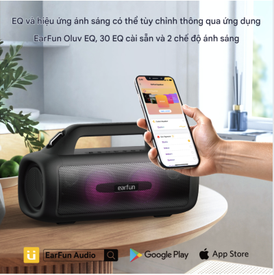 Loa Bluetooth Earfun Uboom X - Trải nghiệm sức mạnh âm thanh toàn diện với loa Bluetooth <strong>Earfun Uboom X</strong>. Được thiết kế để trở thành chiếc loa tất cả trong một, sản phẩm mang đến âm thanh 360° sống động với công suất 80W bùng nổ và công nghệ XBass độc quyền cho âm trầm sâu lắng. Thắp sáng mọi không gian với hệ thống đèn LED RGB tùy chỉnh, đồng bộ theo điệu nhạc. Với thiết kế siêu bền, chuẩn chống nước IP67, thời lượng pin 30 giờ cùng chức năng sạc dự phòng, <strong>Earfun Uboom X</strong> là người bạn đồng hành lý tưởng cho mọi bữa tiệc, mọi chuyến phiêu lưu, từ trong nhà ra đến ngoài trời.
