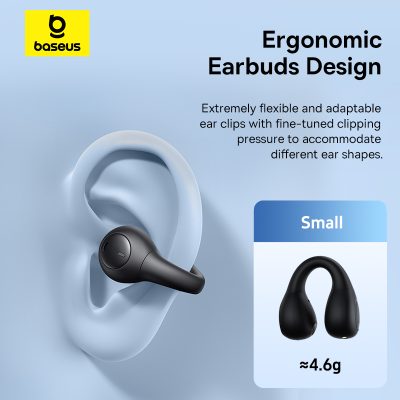 Tai nghe không dây hiệu Baseus AirGo AS01 Open-Ear - Trải nghiệm âm nhạc theo một cách hoàn toàn mới với tai nghe không dây <strong>Baseus AirGo AS01</strong>. Sở hữu thiết kế vành tai mở (Open-Ear) đột phá, tai nghe không nhét vào trong ống tai, mang lại sự thoải mái tuyệt đối và cho phép bạn luôn nhận biết được môi trường xung quanh, đảm bảo an toàn khi di chuyển. Công nghệ âm thanh định hướng mang lại chất âm rõ ràng, trong khi hệ thống 2 micro và thuật toán chống ồn AI đảm bảo cuộc gọi trong như pha lê. Với kết nối Bluetooth 5.3 ổn định, pin bền bỉ 25 giờ và chuẩn chống nước IPX4, <strong>Baseus AirGo AS01</strong> là người bạn đồng hành hoàn hảo cho những người yêu thể thao, làm việc tại văn phòng và cuộc sống năng động.