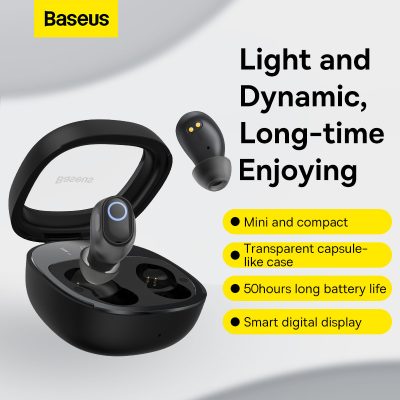 Tai Nghe Không Dây Baseus Bowie WM02+ - Màn Hình LED, Bluetooth 5.3, Pin 25 Giờ, Thiết Kế Thời Trang - Nâng tầm phong cách của bạn với tai nghe không dây <strong>Baseus Bowie WM02+</strong>. Điểm nhấn đột phá là màn hình LED kỹ thuật số ngay trên hộp sạc, hiển thị chính xác % pin còn lại và thời gian sạc, giúp bạn luôn chủ động về năng lượng. Thiết kế "viên nang" trong suốt siêu nhỏ gọn, thời trang, mang lại cảm giác đeo nhẹ nhàng và thoải mái. Trang bị công nghệ Bluetooth 5.3 mới nhất, tai nghe đảm bảo kết nối ổn định và độ trễ cực thấp chỉ 60ms, lý tưởng cho việc chơi game. Tận hưởng âm nhạc suốt 50 giờ cùng hộp sạc và công nghệ sạc nhanh 10 phút cho 2 giờ sử dụng. <strong>Baseus Bowie WM02+</strong> là sự lựa chọn hoàn hảo cho thế hệ trẻ năng động và cá tính.