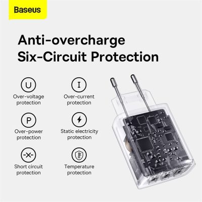 Củ sạc hiệu Baseus Compact 3U 17W EU - Giải phóng không gian ổ cắm của bạn với củ sạc <strong>Baseus Compact 3U 17W EU</strong>. Với thiết kế siêu nhỏ gọn và 3 cổng USB tiện lợi, đây là giải pháp sạc "tất cả trong một" cho mọi nhu cầu hàng ngày của bạn. Tổng công suất 17W được phân bổ thông minh, với mỗi cổng có thể cung cấp dòng sạc lên đến 2.4A, giúp nạp năng lượng nhanh chóng và hiệu quả cho điện thoại, máy tính bảng, tai nghe và nhiều thiết bị khác. Chip xử lý thông minh tích hợp đảm bảo sạc an toàn, bảo vệ thiết bị của bạn khỏi các nguy cơ quá dòng, quá nhiệt. <strong>Baseus Compact 3U 17W EU</strong> là sự lựa chọn hoàn hảo cho gia đình, du lịch và một góc làm việc gọn gàng, hiệu quả.