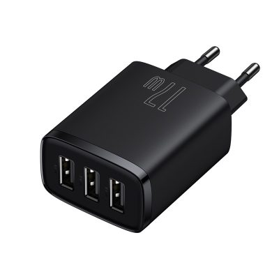 Củ sạc hiệu Baseus Compact 3U 17W EU - Giải phóng không gian ổ cắm của bạn với củ sạc <strong>Baseus Compact 3U 17W EU</strong>. Với thiết kế siêu nhỏ gọn và 3 cổng USB tiện lợi, đây là giải pháp sạc "tất cả trong một" cho mọi nhu cầu hàng ngày của bạn. Tổng công suất 17W được phân bổ thông minh, với mỗi cổng có thể cung cấp dòng sạc lên đến 2.4A, giúp nạp năng lượng nhanh chóng và hiệu quả cho điện thoại, máy tính bảng, tai nghe và nhiều thiết bị khác. Chip xử lý thông minh tích hợp đảm bảo sạc an toàn, bảo vệ thiết bị của bạn khỏi các nguy cơ quá dòng, quá nhiệt. <strong>Baseus Compact 3U 17W EU</strong> là sự lựa chọn hoàn hảo cho gia đình, du lịch và một góc làm việc gọn gàng, hiệu quả.