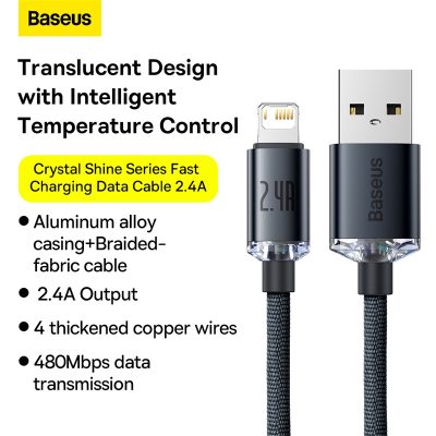 Cáp sạc nhanh hiệu Baseus Crystal Shine Series USB to iP 2.4A 1.2m - Trải nghiệm sự kết hợp hoàn hảo giữa phong cách và hiệu năng với cáp sạc <strong>Baseus Crystal Shine Series</strong> USB to iP. Được thiết kế cho các củ sạc USB-A, cáp cung cấp dòng điện nhanh và ổn định lên đến 2.4A, giúp nạp năng lượng hiệu quả cho iPhone, iPad của bạn. Điểm nhấn là thiết kế "Crystal Shine" lấp lánh với đầu cắm hợp kim nhôm và dây dù bện cao cấp, biến sợi cáp thành một phụ kiện thời trang thực thụ. Chip thông minh tích hợp đảm bảo sạc an toàn, bảo vệ pin tối ưu. Với độ bền vượt trội và khả năng chống rối, chống đứt hiệu quả, cáp <strong>Baseus Crystal Shine Series</strong> là lựa chọn lý tưởng để thay thế sợi cáp cũ của bạn.