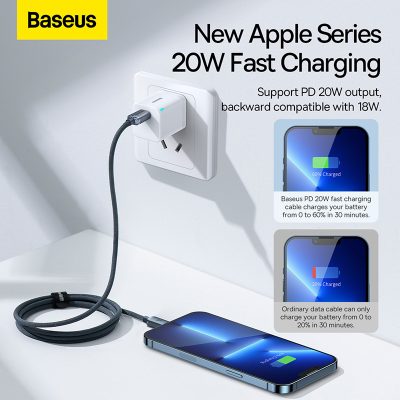 Cáp sạc nhanh hiệu Baseus Crystal Shine Series Type-C to iP 20W - Nâng cấp trải nghiệm sạc cho iPhone của bạn với cáp <strong>Baseus Crystal Shine Series</strong> Type-C to iP 20W. Sở hữu thiết kế lấp lánh, sang trọng với đầu cắm hợp kim nhôm và vỏ bọc dây dù bện cao cấp, đây không chỉ là một sợi cáp sạc mà còn là một phụ kiện thời trang. Hỗ trợ công suất sạc nhanh Power Delivery (PD) 20W, cáp giúp sạc đầy 60% pin cho iPhone chỉ trong 30 phút. Chip thông minh tích hợp tự động điều chỉnh dòng điện, đảm bảo sạc nhanh nhưng vẫn an toàn tuyệt đối cho thiết bị của bạn. Với độ dài 1.2m tiện lợi và độ bền vượt trội, cáp <strong>Baseus Crystal Shine Series</strong> là sự kết hợp hoàn hảo giữa thẩm mỹ và hiệu năng.