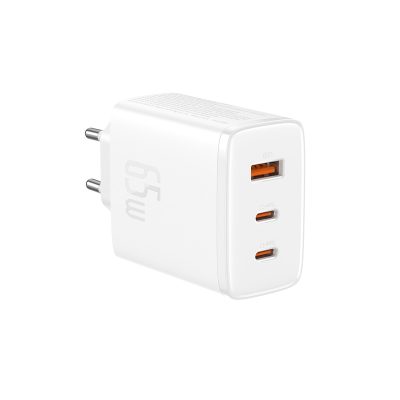 Sạc nhanh hiệu Baseus Cube Pro 2C+U 65W EU - Giải phóng sức mạnh sạc tối thượng với củ sạc <strong>Baseus Cube Pro 2C+U 65W EU</strong>. Được trang bị công nghệ GaN tiên tiến, sản phẩm mang lại công suất 65W mạnh mẽ trong một thân hình siêu nhỏ gọn, có khả năng sạc nhanh cho cả laptop (MacBook, Dell, HP) và 2 thiết bị khác cùng lúc. Với 2 cổng USB-C và 1 cổng USB-A, đây là giải pháp "tất cả trong một" thay thế toàn bộ những củ sạc cồng kềnh khác của bạn. Công nghệ phân phối dòng điện thông minh BPS II và các tính năng bảo vệ toàn diện đảm bảo sạc nhanh, an toàn và hiệu quả. Hãy đơn giản hóa cuộc sống của bạn với <strong>Baseus Cube Pro 2C+U 65W EU</strong>.
