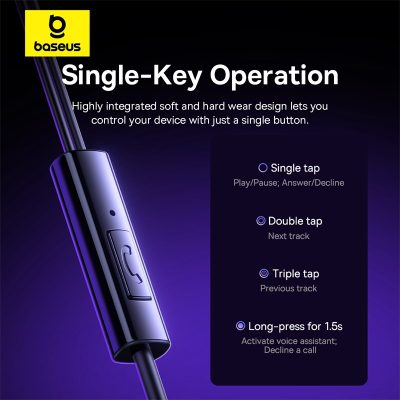 Tai nghe có dây hiệu Baseus Encok CZ11 - Khám phá giải pháp âm thanh hoàn hảo cho các thiết bị Type-C với tai nghe <strong>Baseus Encok CZ11</strong>. Được thiết kế dành riêng cho điện thoại, máy tính bảng không có cổng 3.5mm, tai nghe mang đến khả năng kết nối plug-and-play tiện lợi. Màng loa composite 14mm tái tạo chất âm Hi-Fi sống động, cân bằng giữa dải bass mạnh mẽ và treble trong trẻo. Thiết kế công thái học với góc nghiêng thông minh và tips silicone mềm mại, đảm bảo cảm giác đeo thoải mái và khả năng cách âm thụ động hiệu quả. Tích hợp micro và bộ điều khiển ngay trên dây, <strong>Baseus Encok CZ11</strong> là người bạn đồng hành lý tưởng cho cả nhu cầu nghe nhạc và đàm thoại hàng ngày.