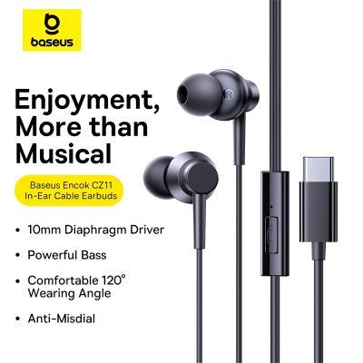 Tai nghe có dây hiệu Baseus Encok CZ11 - Khám phá giải pháp âm thanh hoàn hảo cho các thiết bị Type-C với tai nghe <strong>Baseus Encok CZ11</strong>. Được thiết kế dành riêng cho điện thoại, máy tính bảng không có cổng 3.5mm, tai nghe mang đến khả năng kết nối plug-and-play tiện lợi. Màng loa composite 14mm tái tạo chất âm Hi-Fi sống động, cân bằng giữa dải bass mạnh mẽ và treble trong trẻo. Thiết kế công thái học với góc nghiêng thông minh và tips silicone mềm mại, đảm bảo cảm giác đeo thoải mái và khả năng cách âm thụ động hiệu quả. Tích hợp micro và bộ điều khiển ngay trên dây, <strong>Baseus Encok CZ11</strong> là người bạn đồng hành lý tưởng cho cả nhu cầu nghe nhạc và đàm thoại hàng ngày.
