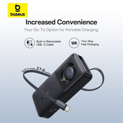 Sạc dự phòng hiệu Baseus Free2Pull with Retractable Cable 10000mAh 30W - Mệt mỏi với mớ dây cáp sạc lộn xộn? Pin sạc dự phòng <strong>Baseus Free2Pull</strong> là cuộc cách mạng về sự tiện lợi mà bạn hằng mong đợi! Thiết kế độc đáo với cáp rút gọn 2 trong 1 (Type-C & Lightning) được tích hợp sẵn, giúp bạn sạc mọi thiết bị mà không cần mang theo dây riêng. Công suất sạc nhanh Power Delivery 30W mạnh mẽ, đủ sức sạc nhanh cho cả iPhone, Android và thậm chí là MacBook Air. Dung lượng 10000mAh nhỏ gọn, lý tưởng cho nhu cầu hàng ngày, cùng màn hình LED kỹ thuật số hiển thị phần trăm pin trực quan. Sở hữu ngay <strong>Baseus Free2Pull</strong> để trải nghiệm sự tự do và gọn gàng tối thượng trong lòng bàn tay.
