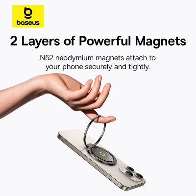 Giá đỡ điện thoại hiệu Baseus MagPro Series II Magnetic Ring - Dành riêng cho hệ sinh thái MagSafe của iPhone (12 trở lên), <strong>Baseus MagPro Series II Magnetic Ring</strong> định nghĩa lại sự tiện lợi. Với lực hút từ tính cực mạnh, bạn có thể dễ dàng gắn giá đỡ vào điện thoại mà không cần keo dán, và tháo ra bất cứ lúc nào để sạc không dây. Thiết kế siêu mỏng từ hợp kim cao cấp, sản phẩm vừa là vòng nhẫn cầm tay chắc chắn, vừa là chân đế rảnh tay xoay 360° linh hoạt. Trục xoay thế hệ thứ hai bền bỉ hơn, mang lại trải nghiệm mượt mà và đẳng cấp. Hãy giải phóng chiếc iPhone của bạn khỏi những phụ kiện dán cố định và tận hưởng sự tự do tối đa với <strong>Baseus MagPro Series II Magnetic Ring</strong>.