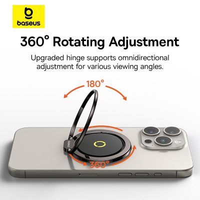Giá đỡ điện thoại hiệu Baseus MagPro Series II Magnetic Ring - Dành riêng cho hệ sinh thái MagSafe của iPhone (12 trở lên), <strong>Baseus MagPro Series II Magnetic Ring</strong> định nghĩa lại sự tiện lợi. Với lực hút từ tính cực mạnh, bạn có thể dễ dàng gắn giá đỡ vào điện thoại mà không cần keo dán, và tháo ra bất cứ lúc nào để sạc không dây. Thiết kế siêu mỏng từ hợp kim cao cấp, sản phẩm vừa là vòng nhẫn cầm tay chắc chắn, vừa là chân đế rảnh tay xoay 360° linh hoạt. Trục xoay thế hệ thứ hai bền bỉ hơn, mang lại trải nghiệm mượt mà và đẳng cấp. Hãy giải phóng chiếc iPhone của bạn khỏi những phụ kiện dán cố định và tận hưởng sự tự do tối đa với <strong>Baseus MagPro Series II Magnetic Ring</strong>.