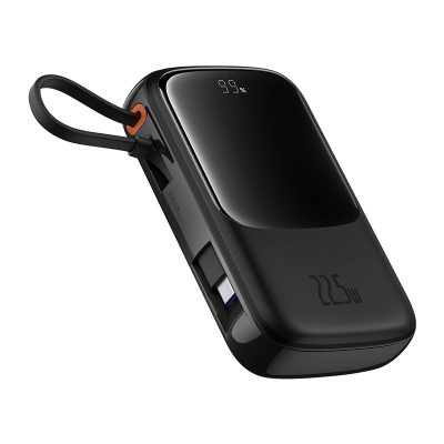 Sạc dự phòng hiệu Baseus Qpow Pro+ Digital Display Fast Charge 10000mAh 22.5W Type-C Edition - Hãy quên đi mớ dây cáp rối rắm! Sạc dự phòng <strong>Baseus Qpow Pro</strong>+ chính là giải pháp năng lượng "tất cả trong một" mà bạn cần. Với sợi cáp Type-C được tích hợp sẵn một cách thông minh, bạn sẽ không bao giờ phải lo lắng về việc quên mang theo cáp sạc. Dung lượng 10000mAh nhỏ gọn cùng công suất sạc nhanh 22.5W mạnh mẽ giúp nạp đầy năng lượng cho các thiết bị của bạn trong chớp mắt. Màn hình LED kỹ thuật số hiển thị chính xác dung lượng pin còn lại, giúp bạn luôn chủ động trong mọi tình huống. Nhỏ gọn, mạnh mẽ và siêu tiện lợi, <strong>Baseus Qpow Pro</strong>+ là người bạn đồng hành không thể thiếu cho cuộc sống năng động.