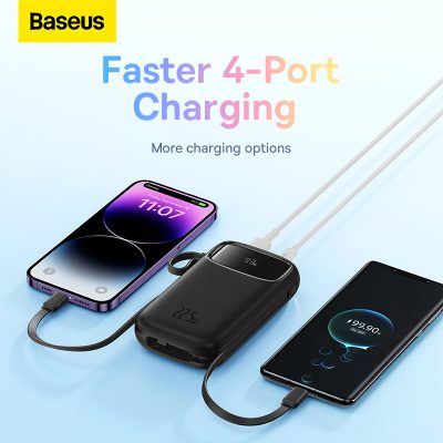 Sạc dự phòng hiệu Baseus Qpow2 Dual-Cable Digital Display Fast Charge 20000mAh 22.5W - Chấm dứt nỗi lo quên dây sạc với pin sạc dự phòng <strong>Baseus Qpow2</strong>! Đây là giải pháp năng lượng tối thượng với 2 cáp sạc (1 Type-C & 1 Lightning) được tích hợp sẵn, gọn gàng ngay trên thân pin. Với công suất sạc nhanh 22.5W, sản phẩm hỗ trợ đa giao thức từ Huawei SCP đến PD 20W, giúp sạc 60% pin cho iPhone chỉ trong 30 phút. Dung lượng khủng 20000mAh đảm bảo năng lượng cho nhiều ngày, trong khi màn hình LED kỹ thuật số hiển thị chính xác % pin còn lại. Đặc biệt, <strong>Baseus Qpow2</strong> có khả năng sạc cùng lúc cho 4 thiết bị, biến nó thành một trạm năng lượng di động thực thụ. Đây là sự lựa chọn hoàn hảo cho người dùng tìm kiếm sự tiện lợi và sức mạnh tối đa.