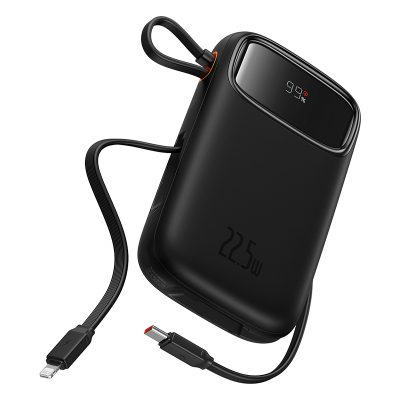 Sạc dự phòng hiệu Baseus Qpow2 Dual-Cable Digital Display Fast Charge 20000mAh 22.5W - Chấm dứt nỗi lo quên dây sạc với pin sạc dự phòng <strong>Baseus Qpow2</strong>! Đây là giải pháp năng lượng tối thượng với 2 cáp sạc (1 Type-C & 1 Lightning) được tích hợp sẵn, gọn gàng ngay trên thân pin. Với công suất sạc nhanh 22.5W, sản phẩm hỗ trợ đa giao thức từ Huawei SCP đến PD 20W, giúp sạc 60% pin cho iPhone chỉ trong 30 phút. Dung lượng khủng 20000mAh đảm bảo năng lượng cho nhiều ngày, trong khi màn hình LED kỹ thuật số hiển thị chính xác % pin còn lại. Đặc biệt, <strong>Baseus Qpow2</strong> có khả năng sạc cùng lúc cho 4 thiết bị, biến nó thành một trạm năng lượng di động thực thụ. Đây là sự lựa chọn hoàn hảo cho người dùng tìm kiếm sự tiện lợi và sức mạnh tối đa.
