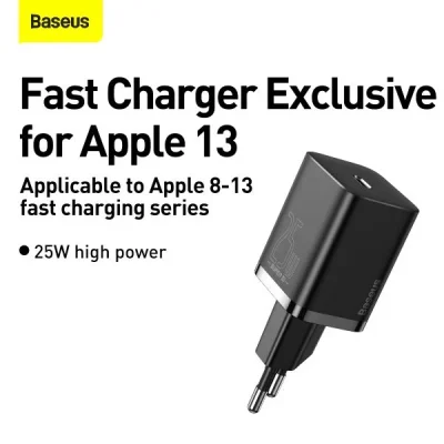 Bộ Sạc Nhanh Baseus Super Si 1C 25W EU - Hỗ Trợ Samsung Super Fast Charging, Kèm Cáp Type-C - Khai phóng tốc độ sạc tối đa cho điện thoại Samsung của bạn với bộ sạc nhanh <strong>Baseus Super Si 1C 25W EU</strong>. Được trang bị công nghệ Super Si (Super Silicon) tiên tiến, củ sạc có kích thước siêu nhỏ gọn nhưng lại sở hữu công suất 25W mạnh mẽ, hỗ trợ đầy đủ giao thức PPS để kích hoạt chế độ "Super Fast Charging" cho các dòng Samsung Galaxy. Sạc 60% pin cho Galaxy S22 chỉ trong 30 phút. Công nghệ kiểm soát nhiệt độ thông minh đảm bảo sạc nhanh nhưng luôn mát mẻ và an toàn. Bộ sản phẩm đi kèm sẵn cáp sạc Type-C to Type-C 1m chất lượng cao, tạo thành giải pháp toàn diện, mua là dùng ngay. Chọn <strong>Baseus Super Si 1C 25W EU</strong> để trải nghiệm tốc độ sạc đỉnh cao.