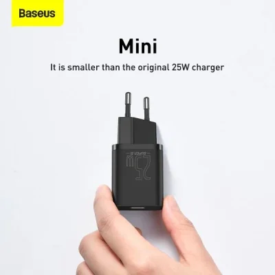 Bộ Sạc Nhanh Baseus Super Si 1C 25W EU - Hỗ Trợ Samsung Super Fast Charging, Kèm Cáp Type-C - Khai phóng tốc độ sạc tối đa cho điện thoại Samsung của bạn với bộ sạc nhanh <strong>Baseus Super Si 1C 25W EU</strong>. Được trang bị công nghệ Super Si (Super Silicon) tiên tiến, củ sạc có kích thước siêu nhỏ gọn nhưng lại sở hữu công suất 25W mạnh mẽ, hỗ trợ đầy đủ giao thức PPS để kích hoạt chế độ "Super Fast Charging" cho các dòng Samsung Galaxy. Sạc 60% pin cho Galaxy S22 chỉ trong 30 phút. Công nghệ kiểm soát nhiệt độ thông minh đảm bảo sạc nhanh nhưng luôn mát mẻ và an toàn. Bộ sản phẩm đi kèm sẵn cáp sạc Type-C to Type-C 1m chất lượng cao, tạo thành giải pháp toàn diện, mua là dùng ngay. Chọn <strong>Baseus Super Si 1C 25W EU</strong> để trải nghiệm tốc độ sạc đỉnh cao.