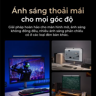 Đèn treo màn hình Baseus i-wok 3 Series Asymmetric Light Source Magnetic Screen Hanging Light - Nâng cấp không gian làm việc của bạn lên một tầm cao chuyên nghiệp với đèn treo màn hình <strong>Baseus i-wok 3 Series</strong>. Công nghệ nguồn sáng bất đối xứng độc quyền chiếu sáng hoàn hảo khu vực làm việc mà không gây lóa màn hình, bảo vệ mắt tối đa. Điểm nhấn đột phá là bộ điều khiển không dây dạng núm xoay, cho phép bạn tùy chỉnh độ sáng và 3 chế độ màu (trắng, vàng, hỗn hợp) một cách tiện lợi và tinh tế. Với chỉ số hoàn màu CRI>95, ánh sáng trung thực như ban ngày, lý tưởng cho công việc thiết kế và đòi hỏi sự chính xác về màu sắc. Đế hít từ tính thông minh giúp lắp đặt dễ dàng và nhanh chóng. Hãy chọn <strong>Baseus i-wok 3 Series</strong> để trải nghiệm sự chuyên nghiệp và thoải mái tối đa.