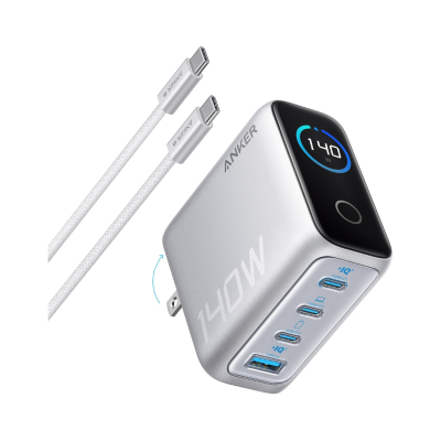 Sạc Anker Zolo 140W GaN (B2697) - 3 Cổng USB-C, Màn Hình LED Thông Minh, Power Delivery 3.1 | Anker Zolo 140W B2697 Chính Hãng