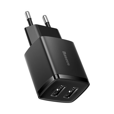 Củ sạc hiệu Baseus Compact 2U 10.5W EU - Đơn giản hóa việc sạc pin hàng ngày của bạn với củ sạc <strong>Baseus Compact 2U 10.5W EU</strong>. Với thiết kế siêu nhỏ gọn, chỉ tương đương một hộp đựng tai nghe, củ sạc này là giải pháp hoàn hảo để tiết kiệm không gian và mang theo khi đi du lịch. Trang bị 2 cổng USB-A tiện lợi, bạn có thể sạc đồng thời 2 thiết bị như điện thoại và tai nghe không dây một cách dễ dàng. Công suất 10.5W được phân bổ thông minh, đảm bảo dòng sạc ổn định và hiệu quả. Chip bảo vệ đa tầng tích hợp giúp ngăn ngừa các nguy cơ quá dòng, quá nhiệt, đảm bảo an toàn tuyệt đối cho thiết bị của bạn. Chọn ngay <strong>Baseus Compact 2U 10.5W EU</strong> cho một cuộc sống gọn gàng và tiện lợi.