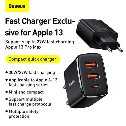 Sạc nhanh hiệu Baseus Compact 2U+C 30W EU - Hình ảnh 12