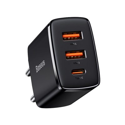 Sạc nhanh hiệu Baseus Compact 2U+C 30W EU - Dọn dẹp bàn làm việc và đơn giản hóa cuộc sống của bạn với củ sạc <strong>Baseus Compact 2U+C 30W EU</strong>. Đây là giải pháp năng lượng "tất cả trong một", với thiết kế siêu nhỏ gọn nhưng lại sở hữu đến 3 cổng sạc tiện lợi: 1 cổng USB-C PD 30W và 2 cổng USB-A. Sản phẩm có khả năng sạc nhanh đồng thời cho cả điện thoại iPhone, Samsung, tai nghe không dây và nhiều thiết bị khác. Công nghệ phân phối dòng điện thông minh BPS đảm bảo sạc nhanh và an toàn cho tất cả các thiết bị được kết nối. Hãy đầu tư vào sự gọn gàng và hiệu suất với củ sạc đa năng <strong>Baseus Compact 2U+C 30W EU</strong>.