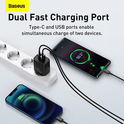Sạc nhanh hiệu Baseus Compact U+C 20W EU - Bạn có mệt mỏi với việc mang theo nhiều củ sạc cho các thiết bị khác nhau? <strong>Baseus Compact U+C 20W EU</strong> chính là giải pháp năng lượng tối giản và hiệu quả. Với kích thước siêu nhỏ gọn chỉ nằm trong lòng bàn tay, củ sạc này cung cấp 2 cổng sạc tiện lợi: USB-C (PD 20W) cho iPhone và USB-A (QC 18W) cho các thiết bị Android. Sạc đầy 60% pin cho iPhone chỉ trong 30 phút. Khả năng sạc đồng thời 2 thiết bị giúp bạn tiết kiệm thời gian và không gian ổ cắm. An toàn, mạnh mẽ và siêu di động, <strong>Baseus Compact U+C 20W EU</strong> là người bạn đồng hành không thể thiếu cho cuộc sống số của bạn.