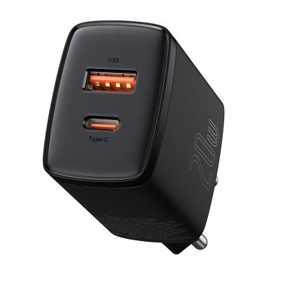 Sạc nhanh hiệu Baseus Compact U+C 20W EU - Bạn có mệt mỏi với việc mang theo nhiều củ sạc cho các thiết bị khác nhau? <strong>Baseus Compact U+C 20W EU</strong> chính là giải pháp năng lượng tối giản và hiệu quả. Với kích thước siêu nhỏ gọn chỉ nằm trong lòng bàn tay, củ sạc này cung cấp 2 cổng sạc tiện lợi: USB-C (PD 20W) cho iPhone và USB-A (QC 18W) cho các thiết bị Android. Sạc đầy 60% pin cho iPhone chỉ trong 30 phút. Khả năng sạc đồng thời 2 thiết bị giúp bạn tiết kiệm thời gian và không gian ổ cắm. An toàn, mạnh mẽ và siêu di động, <strong>Baseus Compact U+C 20W EU</strong> là người bạn đồng hành không thể thiếu cho cuộc sống số của bạn.