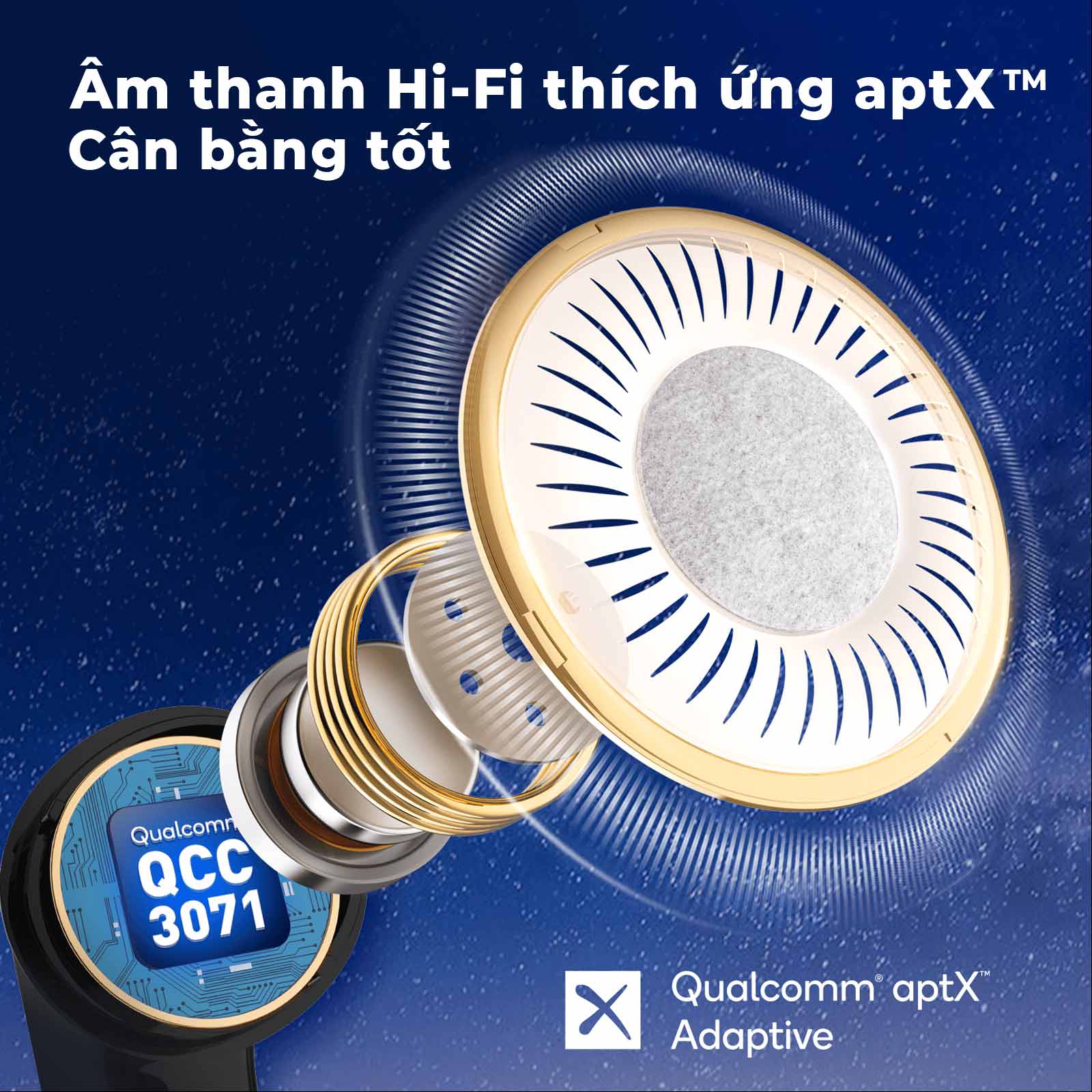 Tai nghe Bluetooth Earfun Air Pro 3 - Nâng tầm trải nghiệm âm thanh không dây của bạn với tai nghe <strong>Earfun Air Pro 3</strong>. Là sản phẩm đầu tiên trên thế giới tích hợp codec aptX™ Adaptive và Bluetooth LE Audio, tai nghe mang đến chất âm chi tiết, ổn định và độ trễ cực thấp. Công nghệ chống ồn độc quyền QuietSmart™ 2.0 Hybrid ANC khử ồn sâu tới 43dB, tạo ra không gian tĩnh lặng tuyệt đối. Hệ thống 6 micro với công nghệ cVc™ 8.0 đảm bảo mọi cuộc gọi trong như pha lê. Với tổng thời lượng pin 45 giờ và kết nối đa điểm thông minh, <strong>Earfun Air Pro 3</strong> là lựa chọn hoàn hảo để làm việc, giải trí và tận hưởng âm nhạc đỉnh cao ở bất cứ đâu.