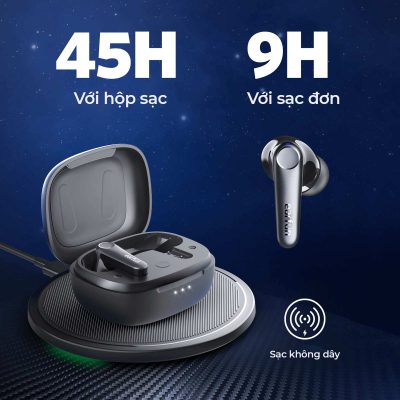Tai nghe Bluetooth Earfun Air Pro 3 - Nâng tầm trải nghiệm âm thanh không dây của bạn với tai nghe <strong>Earfun Air Pro 3</strong>. Là sản phẩm đầu tiên trên thế giới tích hợp codec aptX™ Adaptive và Bluetooth LE Audio, tai nghe mang đến chất âm chi tiết, ổn định và độ trễ cực thấp. Công nghệ chống ồn độc quyền QuietSmart™ 2.0 Hybrid ANC khử ồn sâu tới 43dB, tạo ra không gian tĩnh lặng tuyệt đối. Hệ thống 6 micro với công nghệ cVc™ 8.0 đảm bảo mọi cuộc gọi trong như pha lê. Với tổng thời lượng pin 45 giờ và kết nối đa điểm thông minh, <strong>Earfun Air Pro 3</strong> là lựa chọn hoàn hảo để làm việc, giải trí và tận hưởng âm nhạc đỉnh cao ở bất cứ đâu.