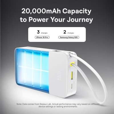 Sạc dự phòng hiệu Baseus EnerFill FC51 Bipow2 Pro Digital Display with Built-in Cable 20000mAh 22.5W - Nói lời tạm biệt với những sợi cáp sạc rối rắm và nỗi lo quên mang theo cáp! Sạc dự phòng <strong>Baseus EnerFill FC51 Bipow2 Pro Digital Display</strong> là giải pháp năng lượng "tất cả trong một" mà bạn đang tìm kiếm. Với dung lượng khủng 20000mAh và công suất sạc nhanh 22.5W, sản phẩm đảm bảo cung cấp năng lượng cho nhiều thiết bị trong nhiều ngày. Điểm nhấn đặc biệt là sợi cáp Type-C tích hợp sẵn tiện lợi và màn hình LED kỹ thuật số hiển thị chính xác từng % pin. Thiết kế nhỏ gọn, hiện đại cùng nhiều cổng sạc, <strong>Baseus EnerFill FC51 Bipow2 Pro Digital Display</strong> là người bạn đồng hành lý tưởng cho mọi chuyến đi, giúp bạn luôn kết nối.