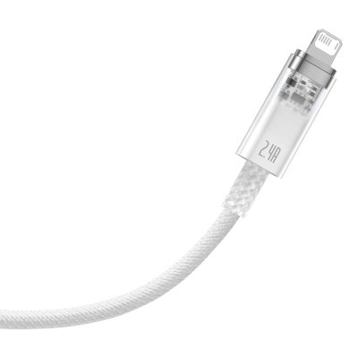 Cáp sạc nhanh hiệu Baseus Explorer Series with Smart Temperature Control USB to iP 2.4A - Bạn có lo lắng điện thoại bị nóng lên khi sạc, đặc biệt là lúc sạc qua đêm? Cáp sạc thông minh <strong>Baseus Explorer Series with Smart Temperature Control USB to iP 2.4A</strong> là giải pháp an toàn tối ưu. Được tích hợp chip kiểm soát nhiệt độ thông minh, sợi cáp này tự động điều chỉnh dòng điện, ngăn ngừa hiệu quả tình trạng quá nhiệt và bảo vệ tuổi thọ pin. Tận hưởng tốc độ sạc nhanh ổn định 2.4A và truyền dữ liệu hiệu quả. Với thiết kế "Explorer" trong suốt độc đáo và vỏ bện dù siêu bền, <strong>Baseus Explorer Series with Smart Temperature Control USB to iP 2.4A</strong> mang đến sự an tâm và phong cách cho mọi người dùng Apple.