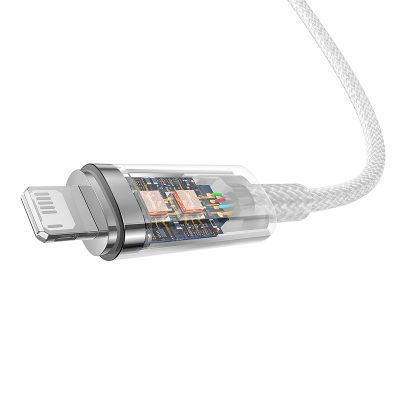 Cáp sạc nhanh hiệu Baseus Explorer Series with Smart Temperature Control USB to iP 2.4A - Bạn có lo lắng điện thoại bị nóng lên khi sạc, đặc biệt là lúc sạc qua đêm? Cáp sạc thông minh <strong>Baseus Explorer Series with Smart Temperature Control USB to iP 2.4A</strong> là giải pháp an toàn tối ưu. Được tích hợp chip kiểm soát nhiệt độ thông minh, sợi cáp này tự động điều chỉnh dòng điện, ngăn ngừa hiệu quả tình trạng quá nhiệt và bảo vệ tuổi thọ pin. Tận hưởng tốc độ sạc nhanh ổn định 2.4A và truyền dữ liệu hiệu quả. Với thiết kế "Explorer" trong suốt độc đáo và vỏ bện dù siêu bền, <strong>Baseus Explorer Series with Smart Temperature Control USB to iP 2.4A</strong> mang đến sự an tâm và phong cách cho mọi người dùng Apple.
