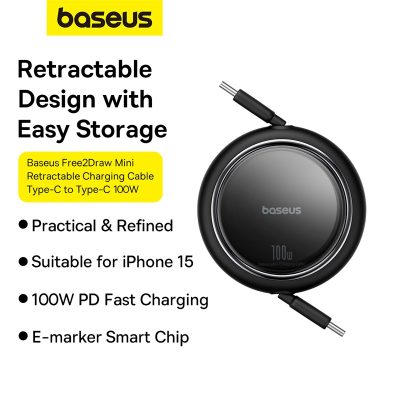 Cáp sạc hiệu Baseus Free2Draw Mini Retractable Type-C to Type-C 100W 1m - Bạn có mệt mỏi với mớ dây cáp sạc rối rắm trong túi xách? Cáp sạc dây rút <strong>Baseus Free2Draw Mini Retractable</strong> là giải pháp tối ưu cho sự gọn gàng và tiện lợi. Với cơ chế tự động thu gọn thông minh, sợi cáp dài 1m có thể được cất giữ ngăn nắp chỉ trong chớp mắt. Đừng để vẻ ngoài nhỏ gọn đánh lừa bạn, sản phẩm hỗ trợ công suất sạc nhanh Power Delivery 100W, đủ sức nạp đầy năng lượng cho cả MacBook Pro, iPad và điện thoại. Tích hợp chip E-Marker đảm bảo an toàn tuyệt đối. Hãy đơn giản hóa cuộc sống của bạn với <strong>Baseus Free2Draw Mini Retractable</strong> – người bạn đồng hành hoàn hảo cho lối sống năng động.